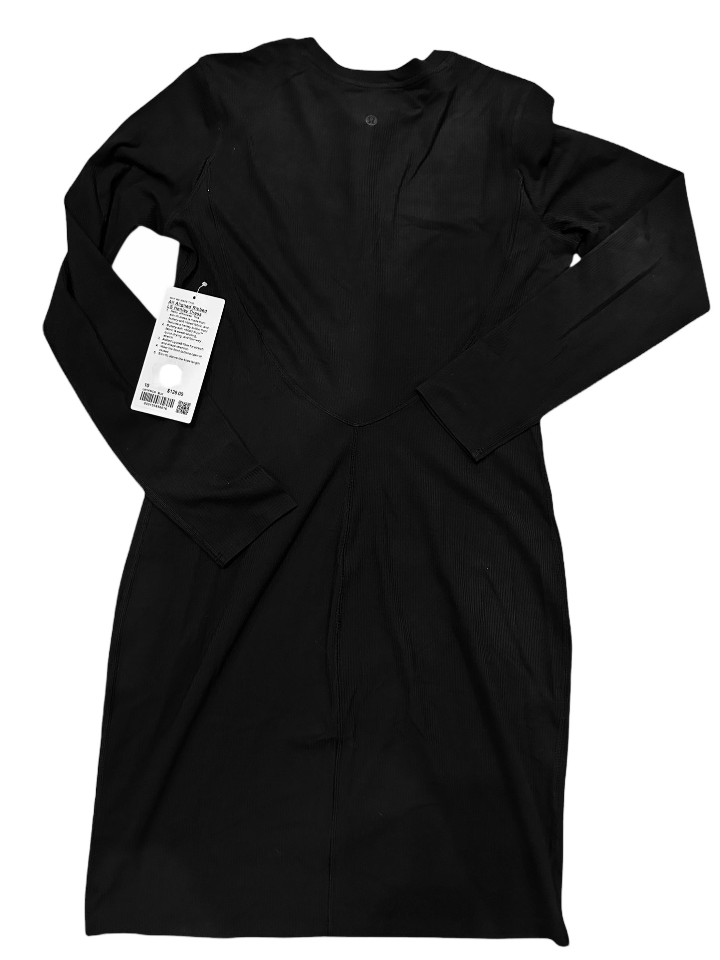Lululemon All Aligned Ribbed Long-Sleeve Henley Dress size 10 Black $75