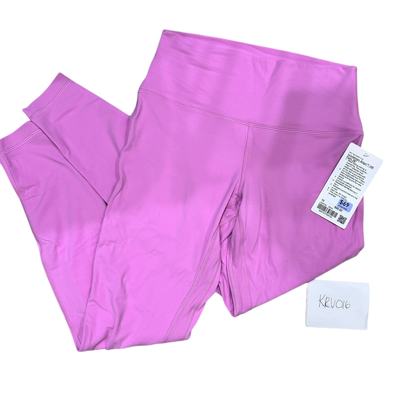 Lululemon Align High-Rise Pant 28" size 10 Pink Frosting $55